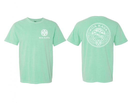Koa Kava Heavyweight Comfot T-Shirt - Island Reef Green and White