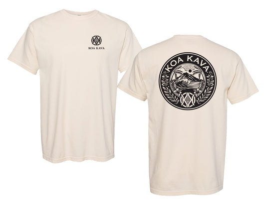 Koa Kava Heavyweight Comfot T-Shirt - Ivory and Black